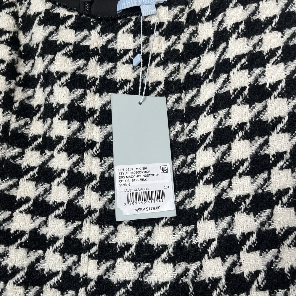 Antonio Melani Macy Wool Blend Houndstooth‎ Square Neck Sleeveless Mini Dress 10 - Picture 6 of 14